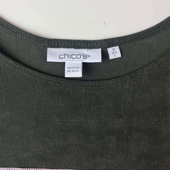 Chicos Olive Green Sleeveless Maxi Dress Side Slit Stretch Size 2 L 070-20C88624 - Picture 8 of 10